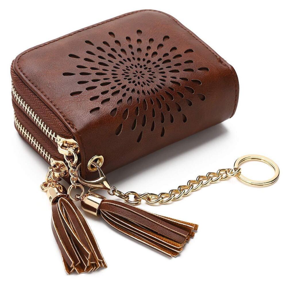 2153 RFID Credit Card Holder Zipper Card Case Keychain Small Wallet 1942-2